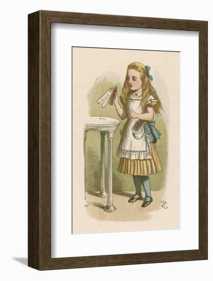 Alice Holds the Bottle Which Says "Drink Me" on the Label-John Tenniel-Framed Photographic Print