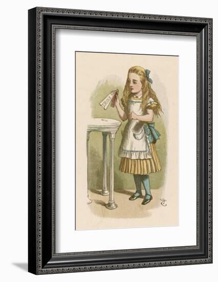 Alice Holds the Bottle Which Says "Drink Me" on the Label-John Tenniel-Framed Photographic Print