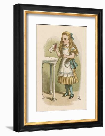 Alice Holds the Bottle Which Says "Drink Me" on the Label-John Tenniel-Framed Photographic Print