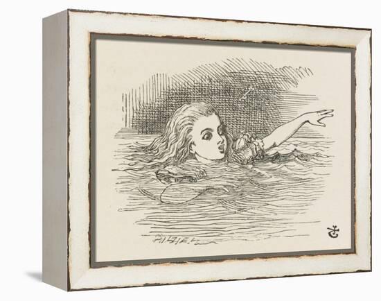 Alice in the Pool of Tears-John Tenniel-Framed Stretched Canvas