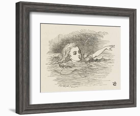 Alice in the Pool of Tears-John Tenniel-Framed Art Print