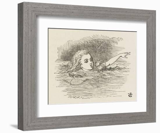 Alice in the Pool of Tears-John Tenniel-Framed Art Print