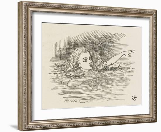 Alice in the Pool of Tears-John Tenniel-Framed Art Print