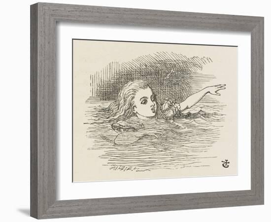 Alice in the Pool of Tears-John Tenniel-Framed Art Print