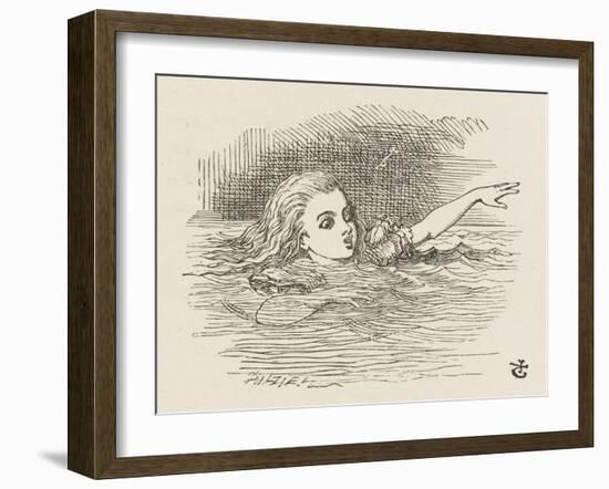 Alice in the Pool of Tears-John Tenniel-Framed Art Print