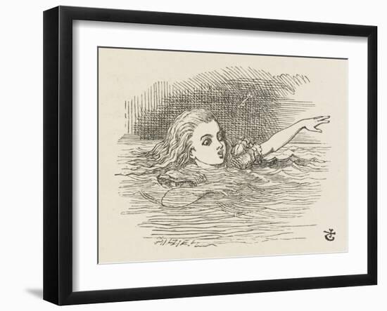 Alice in the Pool of Tears-John Tenniel-Framed Art Print