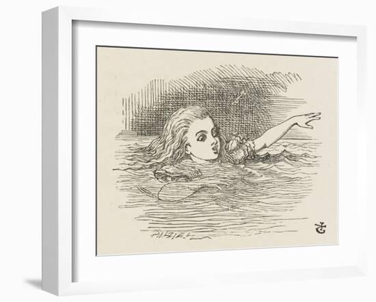 Alice in the Pool of Tears-John Tenniel-Framed Art Print