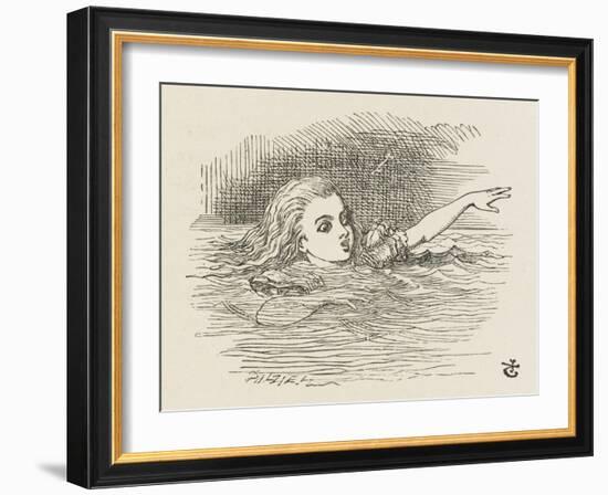 Alice in the Pool of Tears-John Tenniel-Framed Art Print