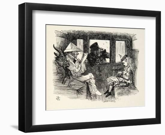 Alice in the Train Carriage, Illustration from 'Through the Looking Glass' by Lewis Carroll (1832 --John Tenniel-Framed Giclee Print