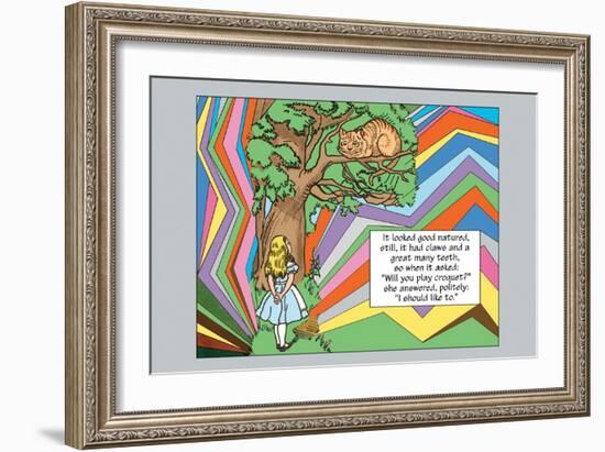 Alice in Wonderland: Alice and the Cheshire Cat-John Tenniel-Framed Art Print