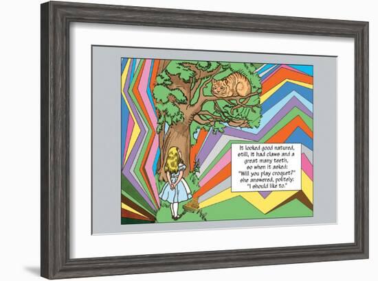 Alice in Wonderland: Alice and the Cheshire Cat-John Tenniel-Framed Art Print