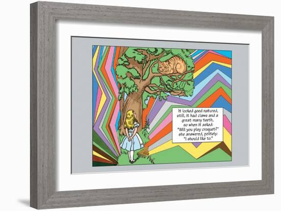 Alice in Wonderland: Alice and the Cheshire Cat-John Tenniel-Framed Art Print