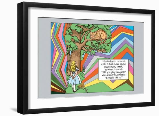 Alice in Wonderland: Alice and the Cheshire Cat-John Tenniel-Framed Art Print