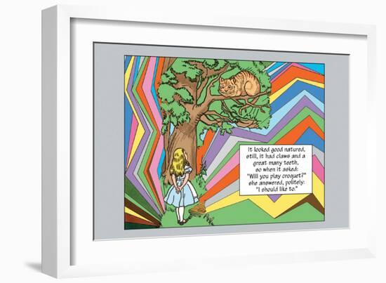 Alice in Wonderland: Alice and the Cheshire Cat-John Tenniel-Framed Art Print