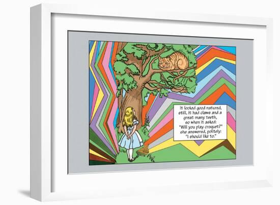 Alice in Wonderland: Alice and the Cheshire Cat-John Tenniel-Framed Art Print