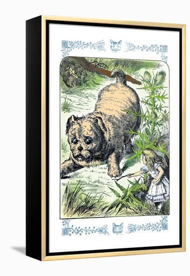 Alice in Wonderland: Alice and the Enormous Puppy-John Tenniel-Framed Stretched Canvas