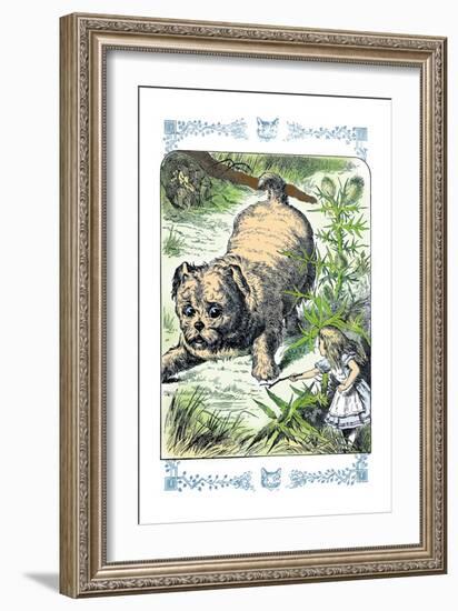 Alice in Wonderland: Alice and the Enormous Puppy-John Tenniel-Framed Art Print