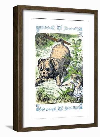 Alice in Wonderland: Alice and the Enormous Puppy-John Tenniel-Framed Art Print