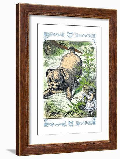 Alice in Wonderland: Alice and the Enormous Puppy-John Tenniel-Framed Art Print
