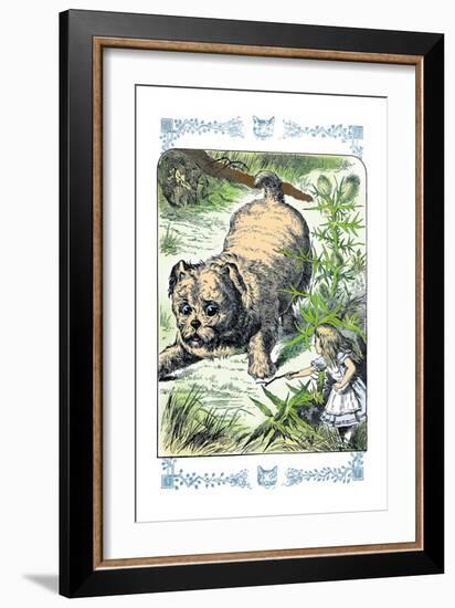 Alice in Wonderland: Alice and the Enormous Puppy-John Tenniel-Framed Art Print