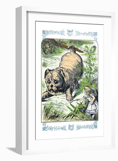 Alice in Wonderland: Alice and the Enormous Puppy-John Tenniel-Framed Art Print