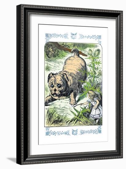 Alice in Wonderland: Alice and the Enormous Puppy-John Tenniel-Framed Art Print