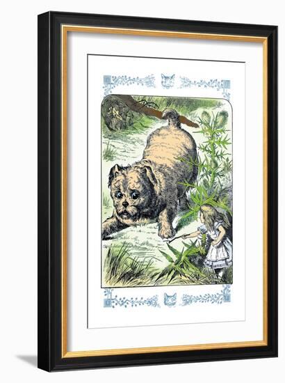 Alice in Wonderland: Alice and the Enormous Puppy-John Tenniel-Framed Art Print