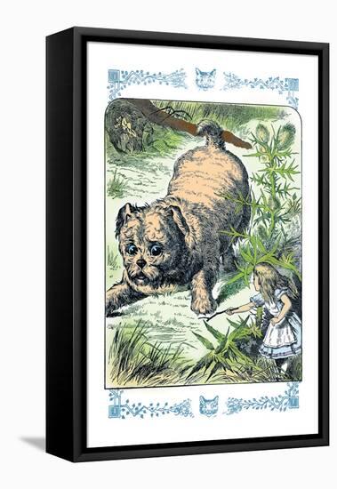 Alice in Wonderland: Alice and the Enormous Puppy-John Tenniel-Framed Stretched Canvas