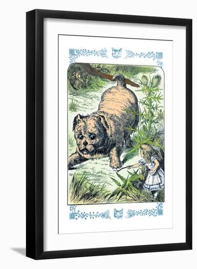 Alice in Wonderland: Alice and the Enormous Puppy-John Tenniel-Framed Art Print