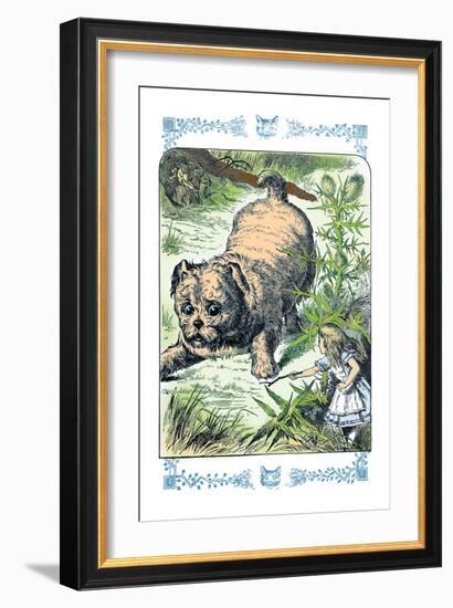 Alice in Wonderland: Alice and the Enormous Puppy-John Tenniel-Framed Art Print