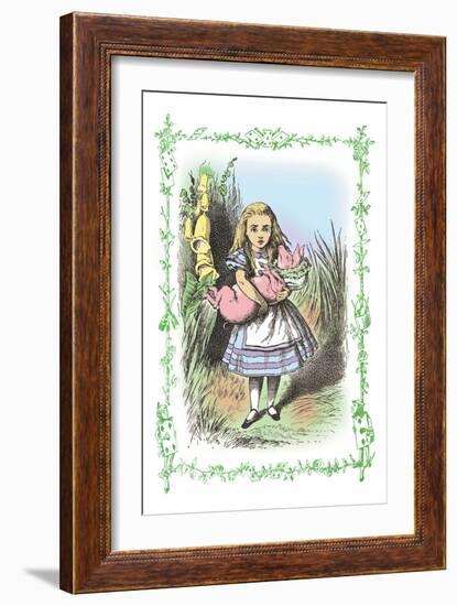 Alice in Wonderland: Alice and the Pig-Baby-John Tenniel-Framed Art Print