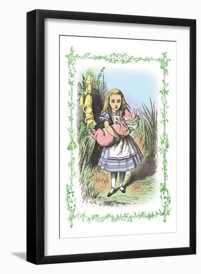 Alice in Wonderland: Alice and the Pig-Baby-John Tenniel-Framed Art Print