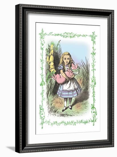 Alice in Wonderland: Alice and the Pig-Baby-John Tenniel-Framed Art Print