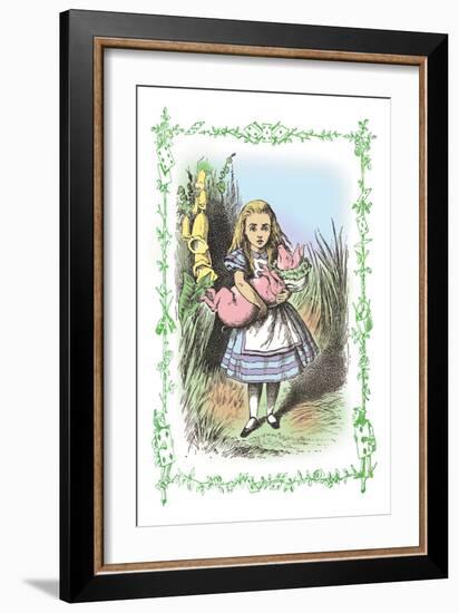 Alice in Wonderland: Alice and the Pig-Baby-John Tenniel-Framed Art Print