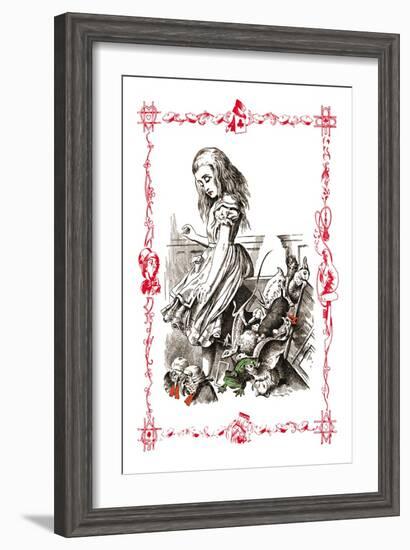 Alice in Wonderland: Alice Tips over the Jury Box-John Tenniel-Framed Art Print