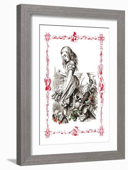 Alice in Wonderland: Alice Tips over the Jury Box-John Tenniel-Framed Art Print