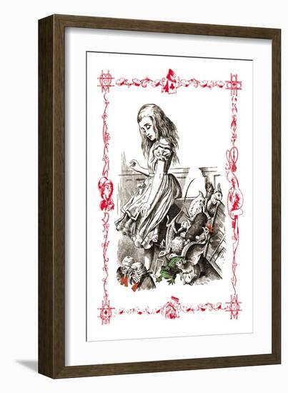 Alice in Wonderland: Alice Tips over the Jury Box-John Tenniel-Framed Art Print