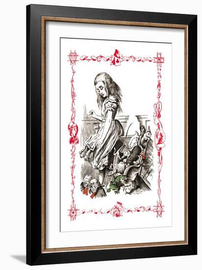 Alice in Wonderland: Alice Tips over the Jury Box-John Tenniel-Framed Art Print