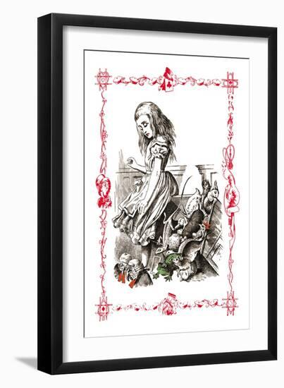 Alice in Wonderland: Alice Tips over the Jury Box-John Tenniel-Framed Art Print