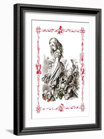 Alice in Wonderland: Alice Tips over the Jury Box-John Tenniel-Framed Art Print