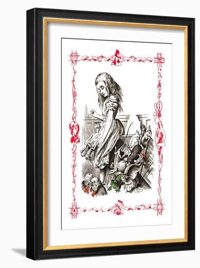 Alice in Wonderland: Alice Tips over the Jury Box-John Tenniel-Framed Art Print