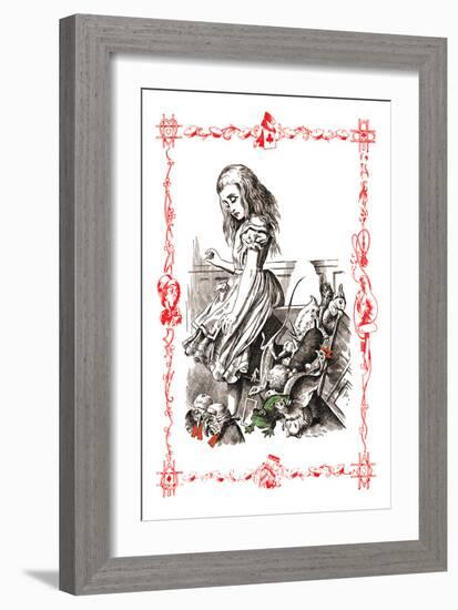 Alice in Wonderland: Alice Tips over the Jury Box-John Tenniel-Framed Art Print