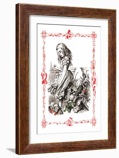 Alice in Wonderland: Alice Tips over the Jury Box-John Tenniel-Framed Art Print