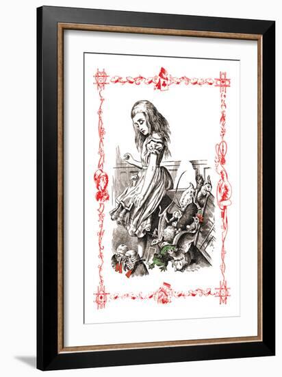 Alice in Wonderland: Alice Tips over the Jury Box-John Tenniel-Framed Art Print