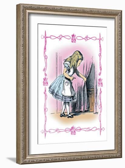 Alice in Wonderland: Alice Tries the Golden Key-John Tenniel-Framed Art Print