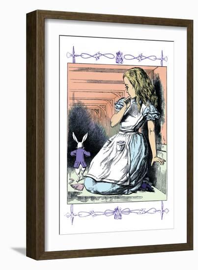 Alice in Wonderland: Alice Watches the White Rabbit-John Tenniel-Framed Art Print