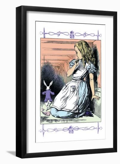 Alice in Wonderland: Alice Watches the White Rabbit-John Tenniel-Framed Art Print