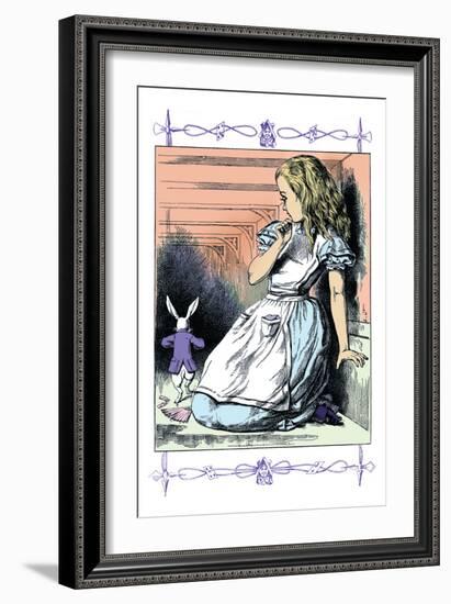 Alice in Wonderland: Alice Watches the White Rabbit-John Tenniel-Framed Art Print