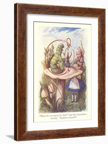 Alice in Wonderland, Caterpillar on Mushroom-null-Framed Art Print