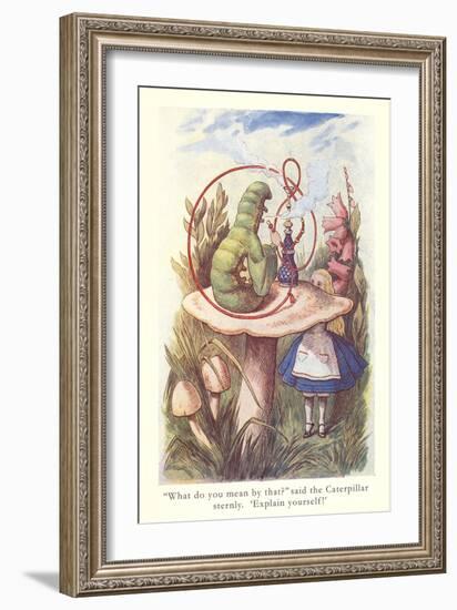 Alice in Wonderland, Caterpillar on Mushroom-null-Framed Premium Giclee Print